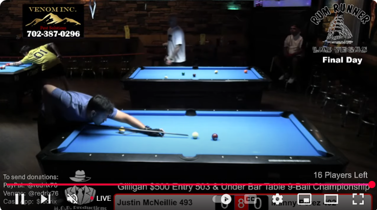 Gilligan $500 Entry 503 & Under Bar Table 9-Ball Championship at the Rum Runner, Las Vegas