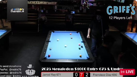 Day 2 – 2025 Megalodon $1,000 Entry 675 & Under Bar Table 10-Ball Championship at Griff’s, Las Vegas