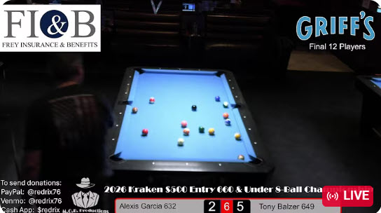Final 16 – 2026 Kraken $500 Entry 660 & Under Bar Table 8-Ball Championship