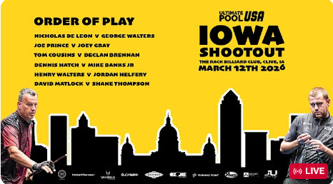Iowa Shootout 2026 🎱 | Day 1 LIVE | Opening Round Matches | Thursday 12th March | 12PM CST