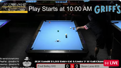 2026 Bandit $1,000 Entry 650 & Under 9′ 10-Ball at Griff’s, Las Vegas