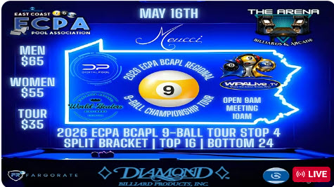 2026 Meucci Cues X ECPA BCAPL Regional 9-Ball Championship Tour Stop #4