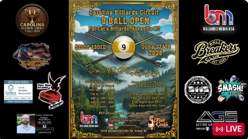 CAROLINA BILLIARDS CIRCUIT Event #5 2026 Day 1 at FAT CAT’S BILLIARDS, Arden NC