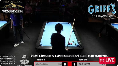 Sunday – 2026 Lipstick & Lashes Ladies Handicapped 9-Ball at Griff’s, Las Vegas