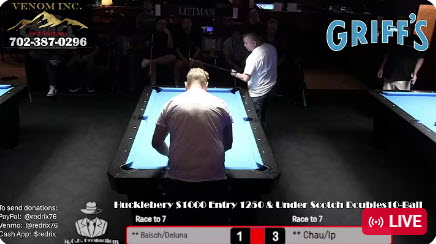 Huckleberry $1,000 Entry 1250 & Under Scotch Doubles Bar Table 10-Ball at Griff’s, Las Vegas