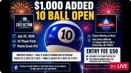 The Pool Series  – 2026 Event #12 – 10 Ball – Fast Action Billiards