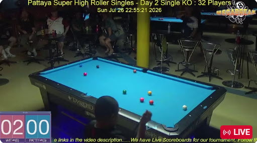 Pattaya Super High Roller 9 Ball Singles Competition – Day 2 Single KO Stages