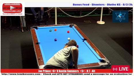 Joe Prince (UK) V Austin Summers – 9 Ball – Shooters – Olathe KS