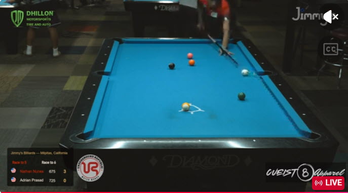 Jimmy’s Semi Annual 9-Ball | 12 PM START | Adrian Prasad Vs. Nathan Nunez |