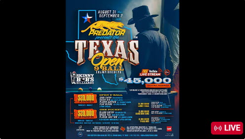TEXAS OPEN 9 BALL CHAMPIONSHIP 2026,  ONE POCKET DIVISION TABLE 1-5