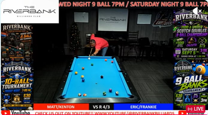 Riverbank 1100 and Under Scotch 8 Ball | Billiardnet