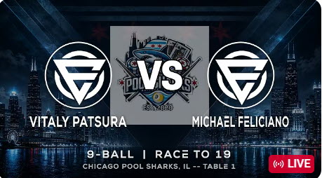 VITALY PATSURA vs MICHAEL FELICIANO – CHICAGO POOL SHARKS – TABLE 1 | EvoSports