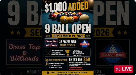 The Pool Series  – 2026 Event #16 – 9 Ball – Brass Tap & Billiards