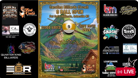 Carolina Billiards Circuit 9 Ball Open Event #8 Fat Cats Billiards, Arden, NC