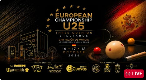 2026 CEB 3-Cushion European Championship U25 – DAY 1 – Marcos MORALES vs Nathan DURIEZ