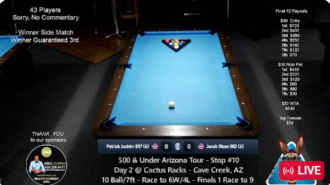 Day 2 – 500 & Under Arizona Tour – Stop #10 @ Cactus Racks – Cave Creek, AZ – 10 Ball/7ft