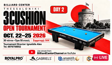 3Cushion Open Tournament Oct.22-25, 2026 | TABLE 1 | DAY 2